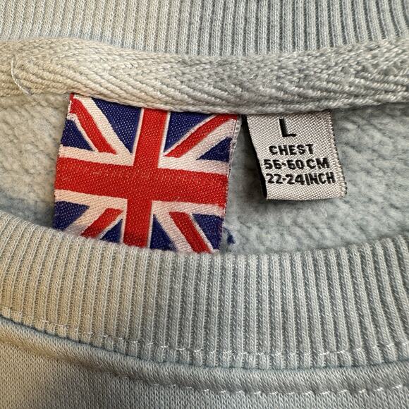 Woman’s Crew Neck London England Sweatshirt Size Large Light Blue KK Apparel - Picture 4 of 9